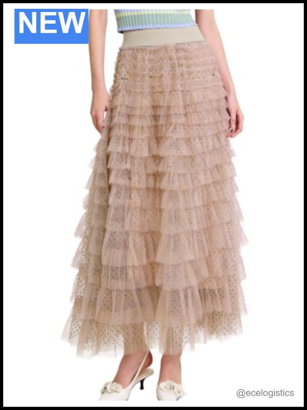 Long Maxi Tulle Skirt Ruffle Polka Dot Tiered Layered Petticoat Women's Tutu